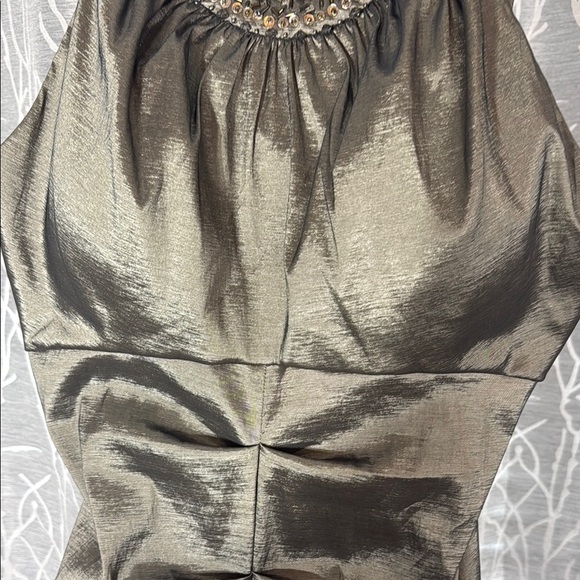 R&M RICHARDS SILVER HALTER GOWN SIZE 16 – BEADED NECKLINE - Picture 5 of 12